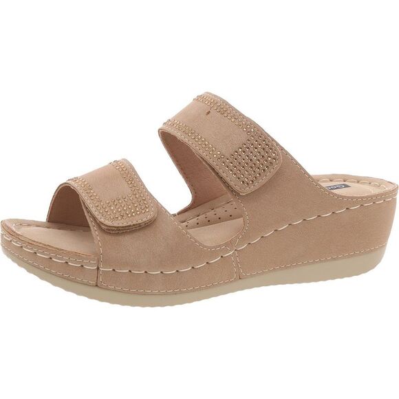 Good Choice Shoes - Good Choice Womens Rea Tan Wedges Hook and Loop Wedge Sandals Shoes New